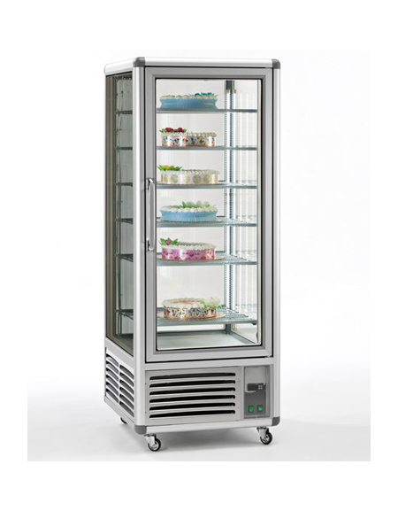 Vetrina espositiva verticale refrigerata con ripiani a griglie mm 700x770x1810h