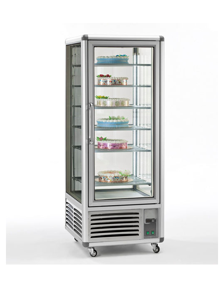 Vetrina espositiva verticale refrigerata con ripiani a griglie mm 700x770x1810h