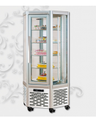 Vetrina espositiva verticale refrigerata con ripiani rotanti in vetro mm 912x815x1820h