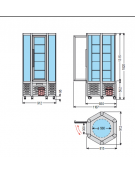 Vetrina espositiva verticale refrigerata con ripiani rotanti in vetro mm 912x815x1820h