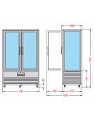 Vetrina espositiva verticale refrigerata con ripiani rotanti in vetro mm 1150x660x1810h