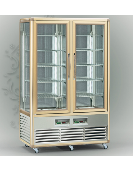 Vetrina espositiva verticale refrigerata con ripiani a griglie mm 1150x660x1810h