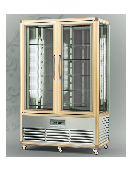 Vetrina espositiva verticale refrigerata con ripiani in cristallo mm 1150x660x1810h