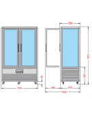 Vetrina espositiva verticale refrigerata con ripiani in cristallo mm 1150x660x1810h