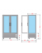 Vetrina espositiva verticale refrigerata con ripiani a griglie mm 1140x686x1810h