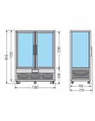 Vetrina espositiva verticale refrigerata con ripiani a griglie mm 1350x770x1810h