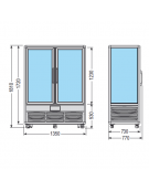 Vetrina espositiva verticale refrigerata con ripiani a cristalli mm 1350x770x1810h