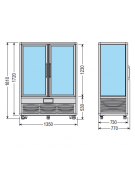 Vetrina espositiva verticale refrigerata con ripiani a griglie mm 1350x770x1810h