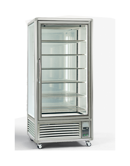 Vetrina espositiva verticale refrigerata con ripiani a griglie mm 900x690x1900h