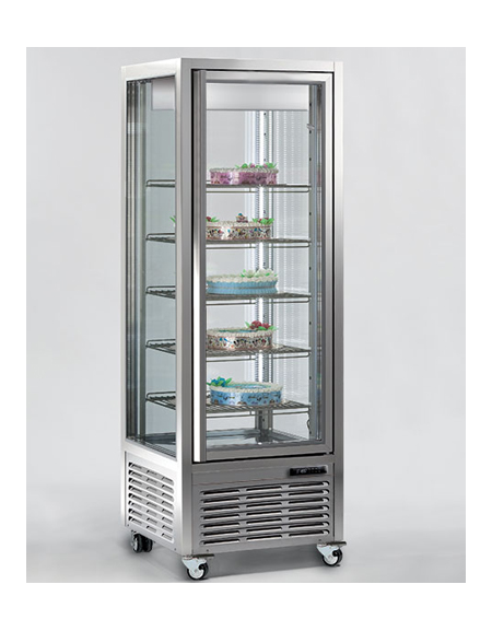 Vetrina espositiva verticale refrigerata con ripiani a griglie mm 700x680x1910h