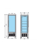 Vetrina espositiva verticale refrigerata con ripiani a griglie mm