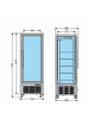 Vetrina espositiva verticale refrigerata con ripiani a griglie mm 700x680x1910h