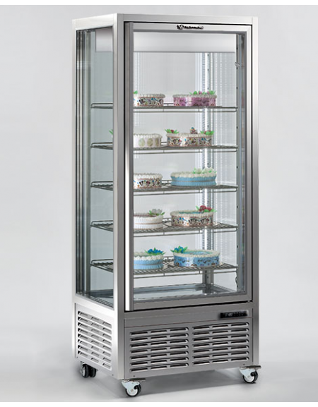 Vetrina espositiva verticale refrigerata con ripiani a cristalli mm 800x680x1910h