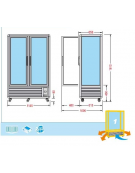 Vetrina verticale DOPPIA a camera unica, adatta per gelateria. Refrigerazione VENTILATA mm 1145x658x1810h