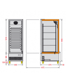 Armadio refrigerato GN2/1 ventilato con interni ed esterni in acciaio inox  mm 680x880x1980h