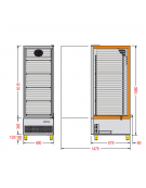 Armadio refrigerato GN2/1 ventilato con interni ed esterni in acciaio inox, mm  680x880x1980h