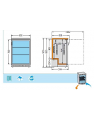 Frigo orizzontale con anta a  battente, realizzato esternamente in acciaio verniciato nero, mm 602x535x920h