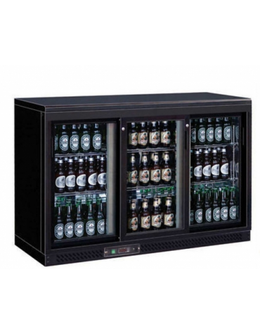 Frigo orizzontale con ante battenti, realizzato esternamente in acciaio verniciato nero, mm 1350x535x920h