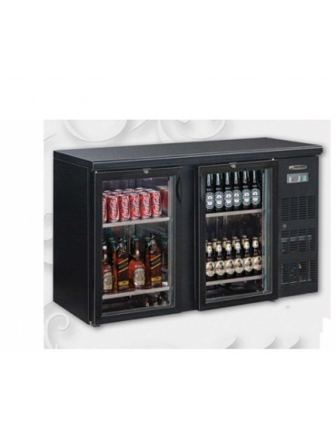 Frigo orizzontale ad ante battenti con vetro, realizzato esternamente in acciaio verniciato antracite, mm 1462x535x860h