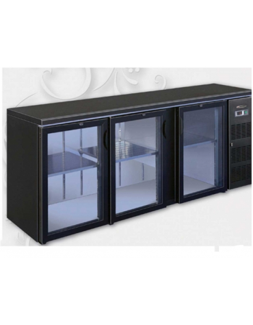 Frigo orizzontale ad ante battenti con vetro, realizzato esternamente in acciaio verniciato antracite, mm 2002x535x860h