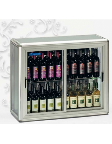 Frigo pensile orizzontale con ante SCORREVOLI, realizzato esternamente in alluminio color argento, mm 960x350x800h