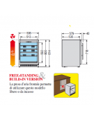 Cantinetta per vini ventilata con possibilità di incasso, temperatura +3° +22° C mm 595x580x814h