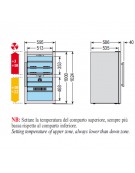 Cantinetta per vini ventilata con due scomparti e temperature regolabili indipendentemente, capacità 66 bottiglie mm 595x580x102