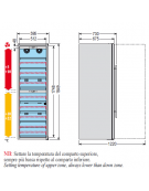 Cantinetta per vini ventilata con due scomparti e temperature regolabili indipendentemente mm 595x680x1840h