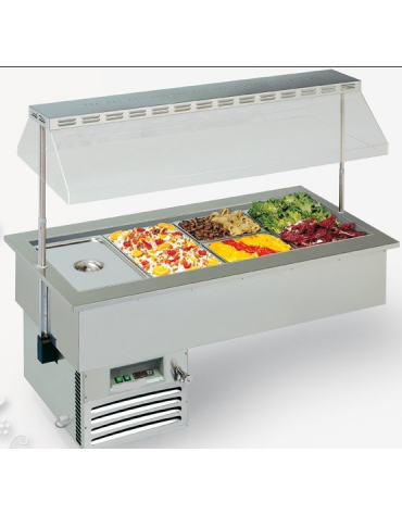 Vasca da incasso refrigerata gastronomia capacità 3 vasche Gn1/1 mm L1122xP750xH562