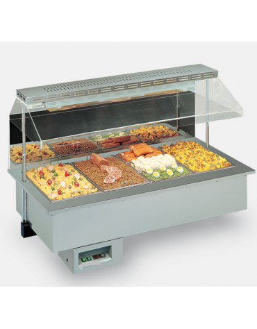 Vasca da incasso refrigerata Gastronomia statica capacità 4 vasche Gn1/1 mm L1422xP749xH1173