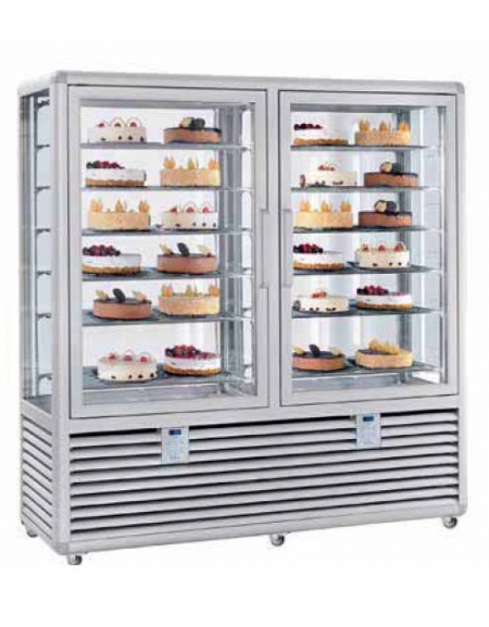 VETRINA GELATERIA DOPPIA VERTICALE STATICA 2 PORTE CON 2 MOTORI CM 175X62X186H