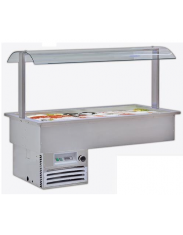 Vasca espositiva da incasso refrigerata per pesce o carne mm 2062x750x1154h