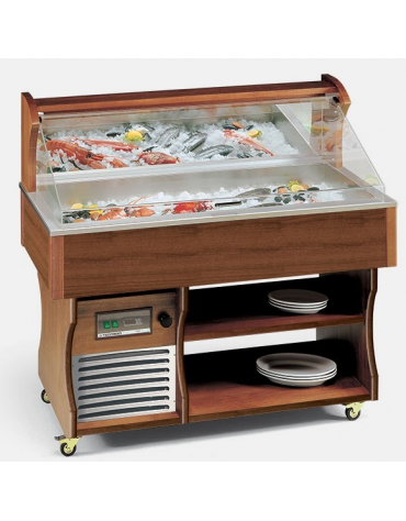 Carrello murale Buffet espositore refrigerato per pesce Refrigerazione statica mm L2057xP750xH1285