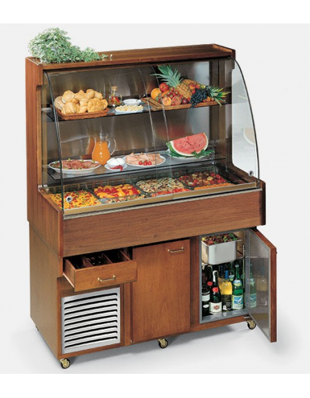 carrello murale Buffet espositore refrigerato Refrigerazione statica mm L1430xP750xH1740