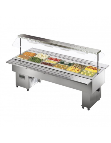 Espositore Buffet Caldo Gastronomia Vasca e struttura esterna in acciaio inox mm 1505x750x1520h