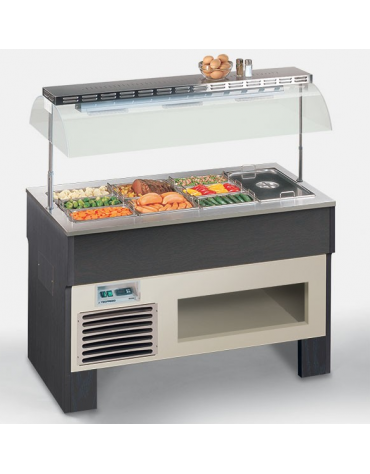 Isola Espositiva Riscaldata per Gastronomia - Vaschette GN - Potenza Resistenze Vasca 1400 W mm 1114x742x1528h