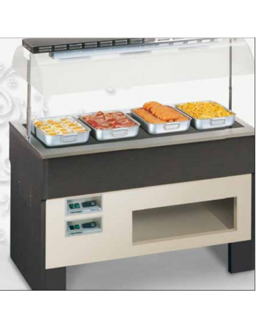 Isola Calda per Gastronomia - 1 Piastra - Potenza piastre in vetroceramica 900 W mm 1114x742x1528h