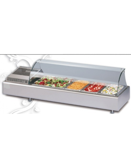 Espositore Da Banco refrigerato Bacinelle GN (tutti i formati GN H MAX. 10 cm) mm L1377XP380XH238