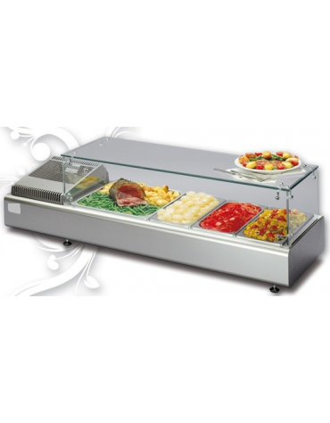 Espositore Da Banco refrigerato Bacinelle GN (tutti i formati GN H MAX. 10 cm) mm L1377XP380XH238