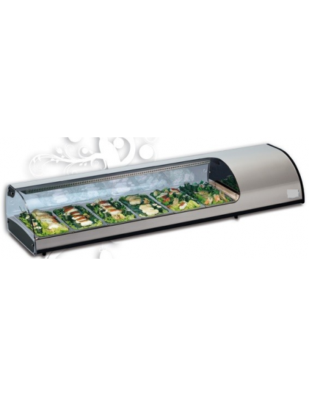 Espositore Da Banco refrigerato per Sushi bacinelle GN1/3 Dim.mm L1437XP380XH255