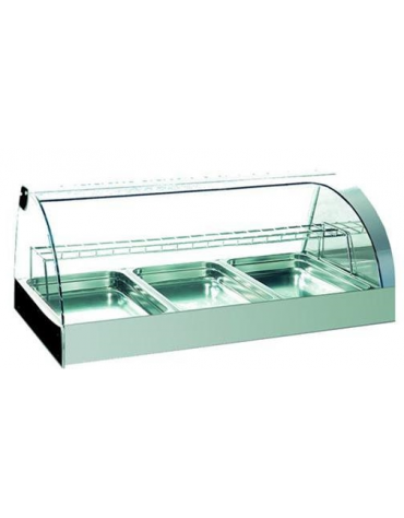 Vetrina refrigerata da banco - Struttura in acciaio inox con vetro curvo fisso - mm 1105x603x441h