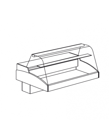 Vetrina refrigerata da appoggio - vetro curvo - Mensola intermedia in cristallo - mm 756x790x810h