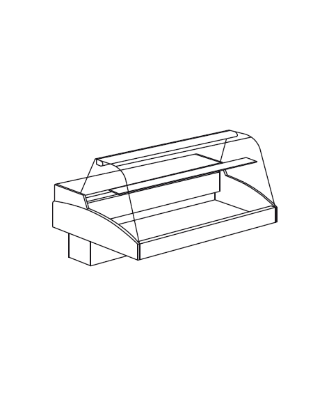 Vetrina refrigerata da appoggio - vetro curvo - Mensola intermedia in cristallo - mm 1256x790x810h