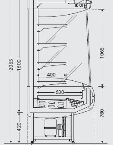 Espositore murale refrigerato lunghezza cm 148