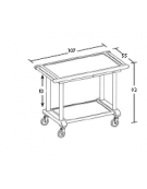 Carrello in legno - 2 piani - Dimensioni cm 107x55x82h