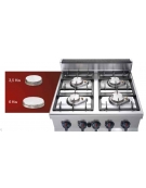 Cucina professionale industriale a gas 4 fuochi per ristorante cm 80x70x90h