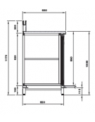 Retrobanco neutro da cm. 125 con top ed antine inox