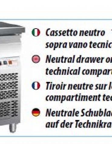 Tavolo refrigerato con alzatina 4 Porte cm. 223x60x85h