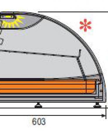 Vetrina calda con ripiano da banco-Lunghezza cm. 142,5