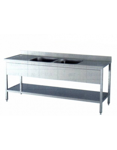 Lavello 2 vasche + 2 gocciolatoi Dimensioni cm.220x70x85h